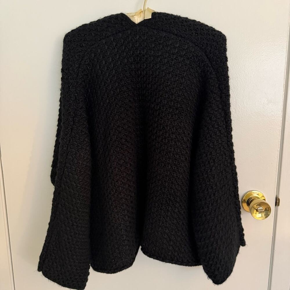 Vince Camuto Chunky Knit Open Front Cardigan Sweater Black Pockets NWT Size L - Picture 2 of 8